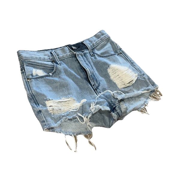 RTA Ace Cut Offs Sz 25 Denim Shorts Jean Distressed Light Wash High Rise Cotton - Picture 3 of 10